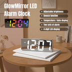 GlowMirror LED Alarm Clock — Auto-Dimming Mirror Display