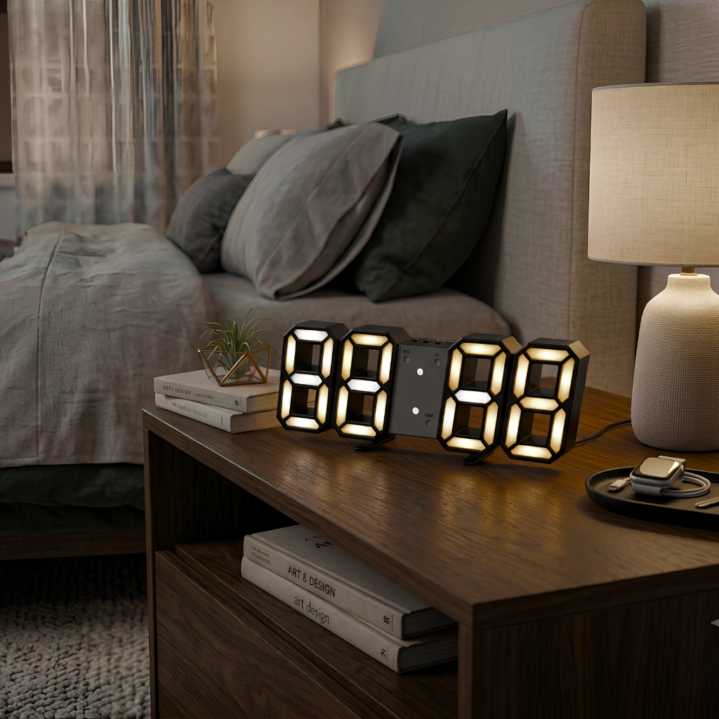 3D LED Digital Alarm Clock — Sound Control & Temperature Display