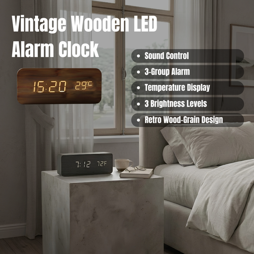 3D LED Digital Alarm Clock — Sound Control & Temperature Display