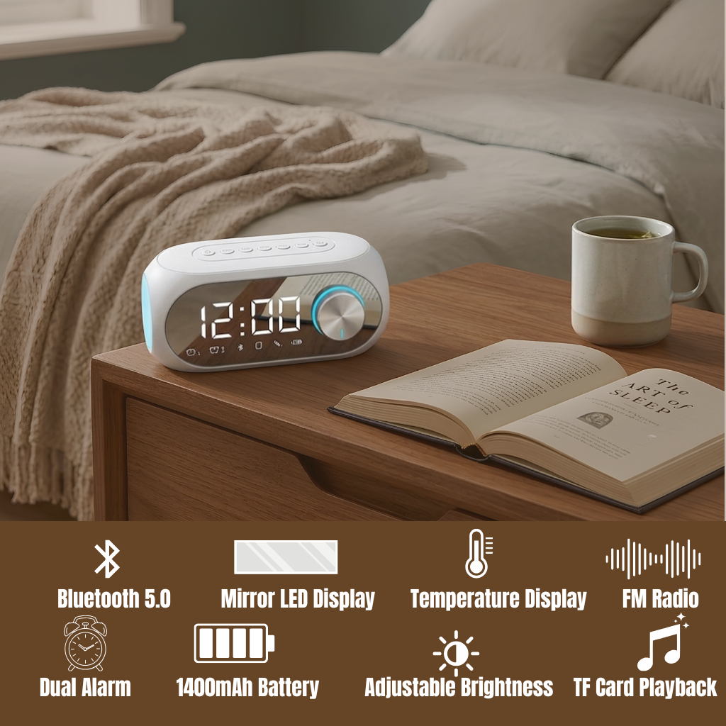 Smart Bluetooth LED Alarm Clock — Wireless Speaker with LED Display
