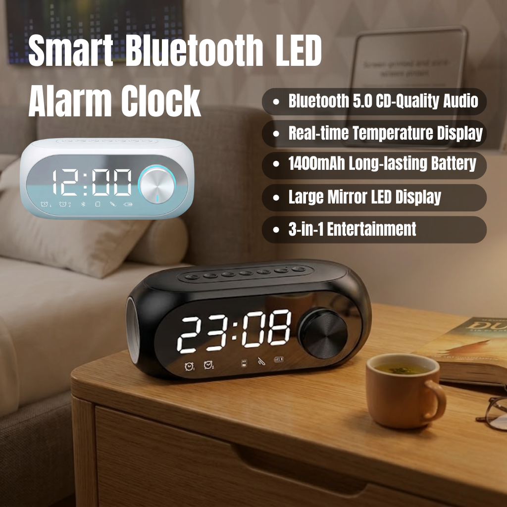Smart Bluetooth LED Alarm Clock — Wireless Speaker with LED Display