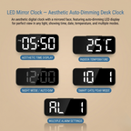 GlowMirror LED Alarm Clock — Auto-Dimming Mirror Display