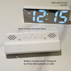 GlowMirror LED Alarm Clock — Auto-Dimming Mirror Display