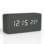Vintage Wooden LED Alarm Clock — Retro Style with Temperature Display