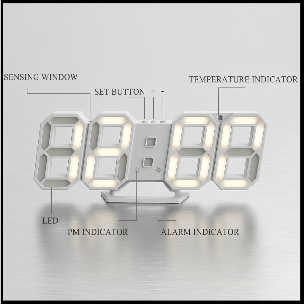 3D LED Digital Alarm Clock — Sound Control & Temperature Display