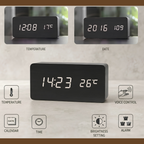 Vintage Wooden LED Alarm Clock — Retro Style with Temperature Display