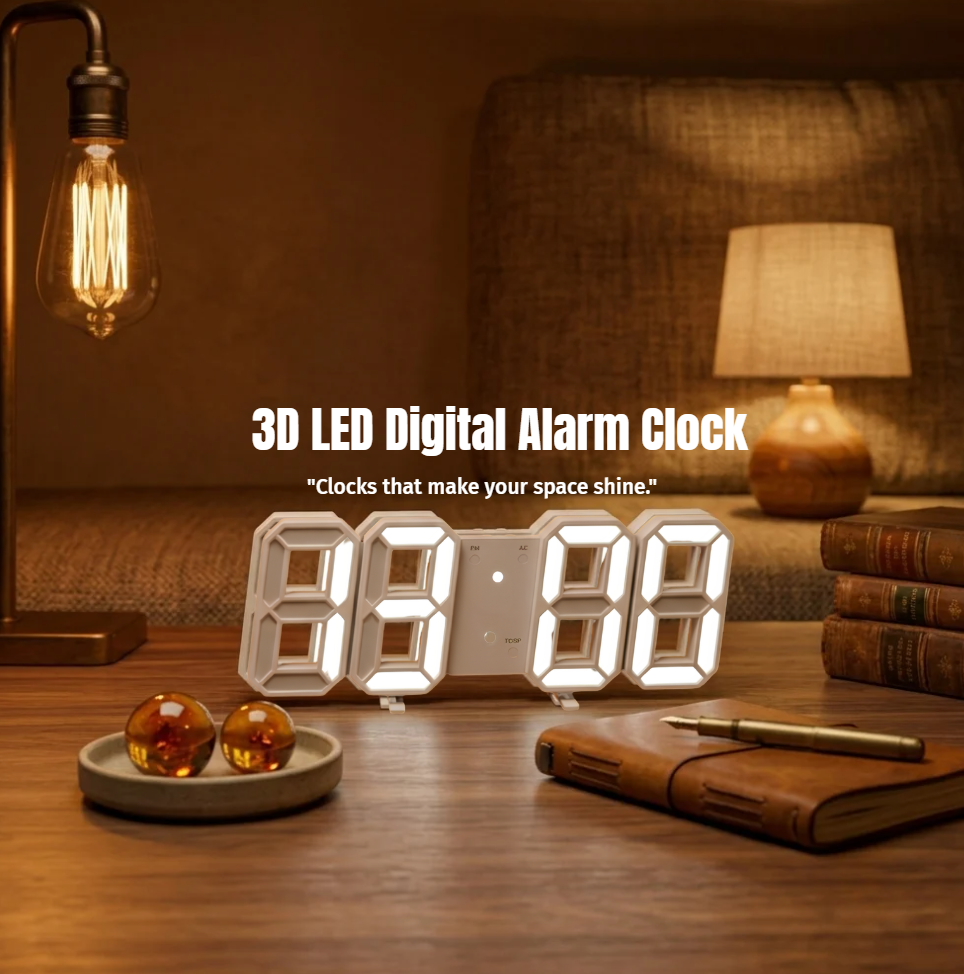 3D LED Digital Alarm Clock — Sound Control & Temperature Display